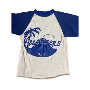 Vtg Russell Baseball Shirt Long Sleeve 70s Single Stitch Athletic islanders #8 L